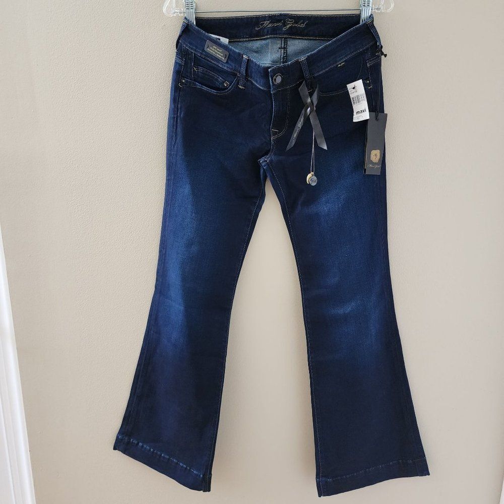 NWT Mavi Gold Molly Mid-Rise Flare Bootcut Jeans in Dark Indigo Wash - Picture 2 of 8